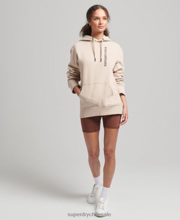 mujer Superdry beige sudadera con capucha holgada code linear 2R68Z5889