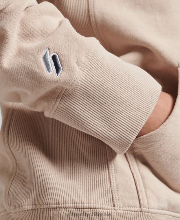 mujer Superdry beige sudadera con capucha holgada code linear 2R68Z5889