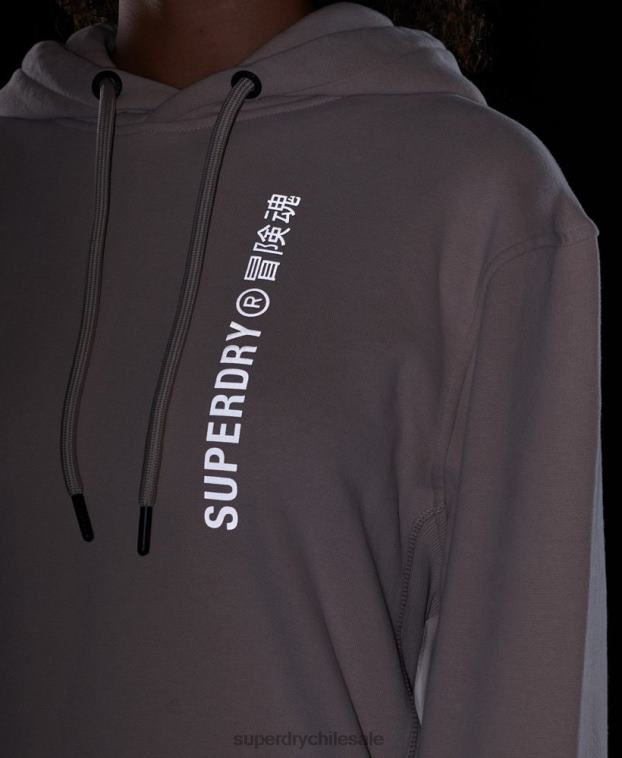 mujer Superdry beige sudadera con capucha holgada code linear 2R68Z5889