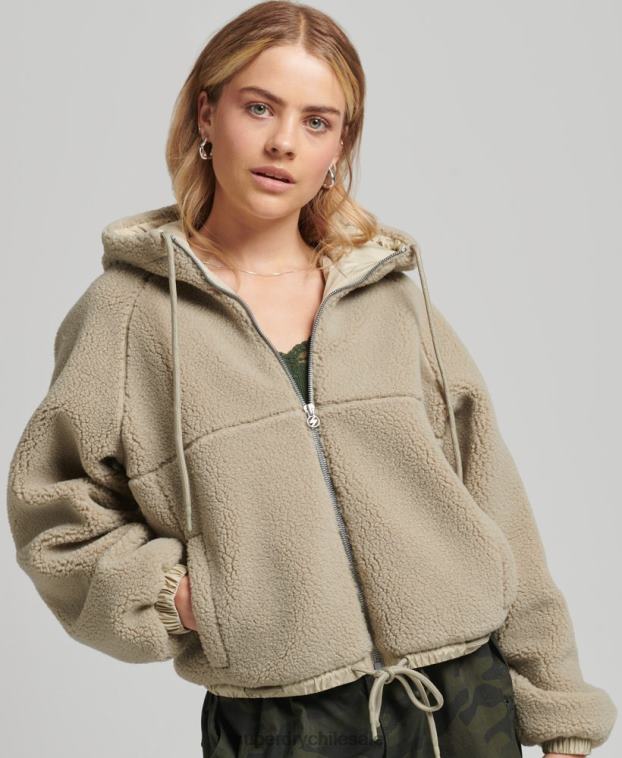 mujer Superdry beige sudadera con capucha y cremallera 2R68Z5771