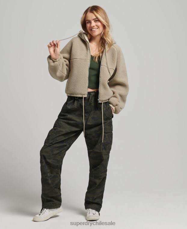 mujer Superdry beige sudadera con capucha y cremallera 2R68Z5771