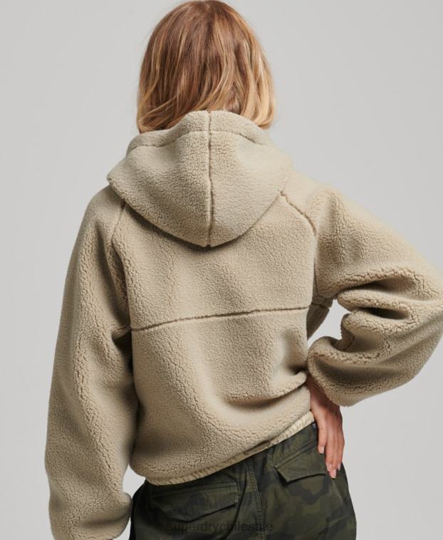 mujer Superdry beige sudadera con capucha y cremallera 2R68Z5771