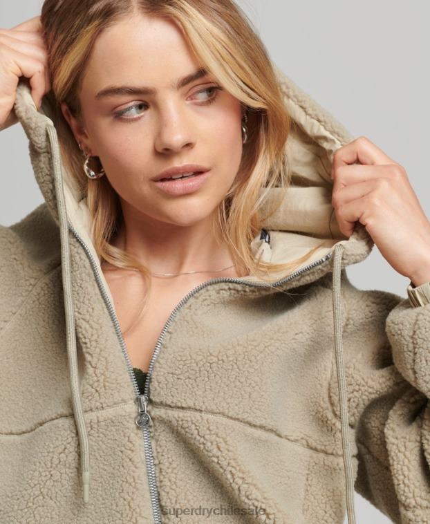 mujer Superdry beige sudadera con capucha y cremallera 2R68Z5771