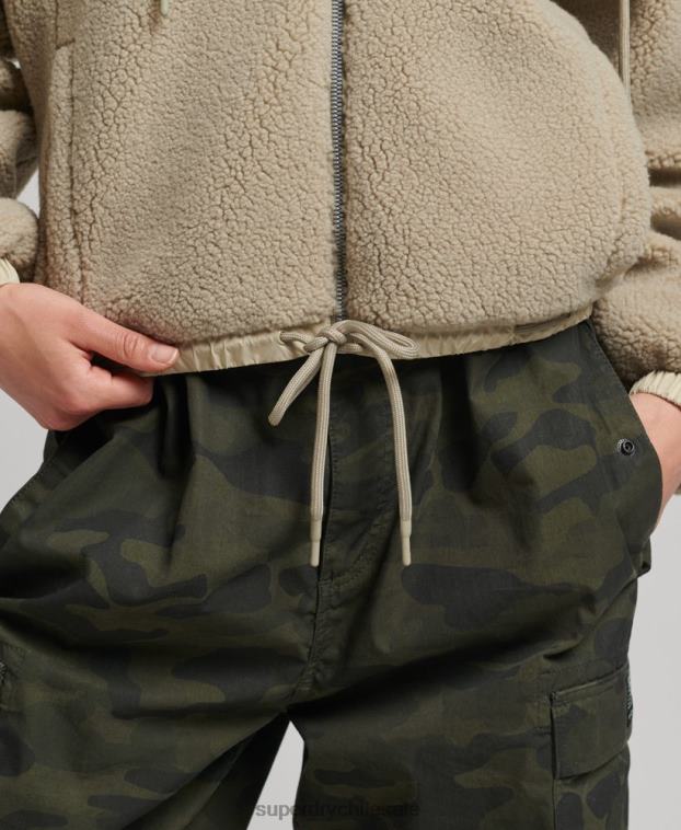 mujer Superdry beige sudadera con capucha y cremallera 2R68Z5771