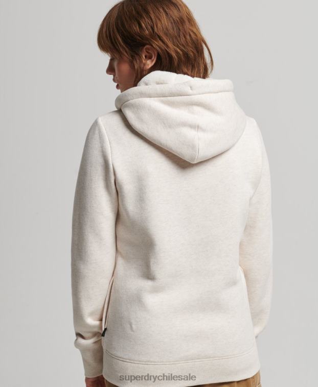 mujer Superdry beige sudadera con capucha y logo bordado 2R68Z6022