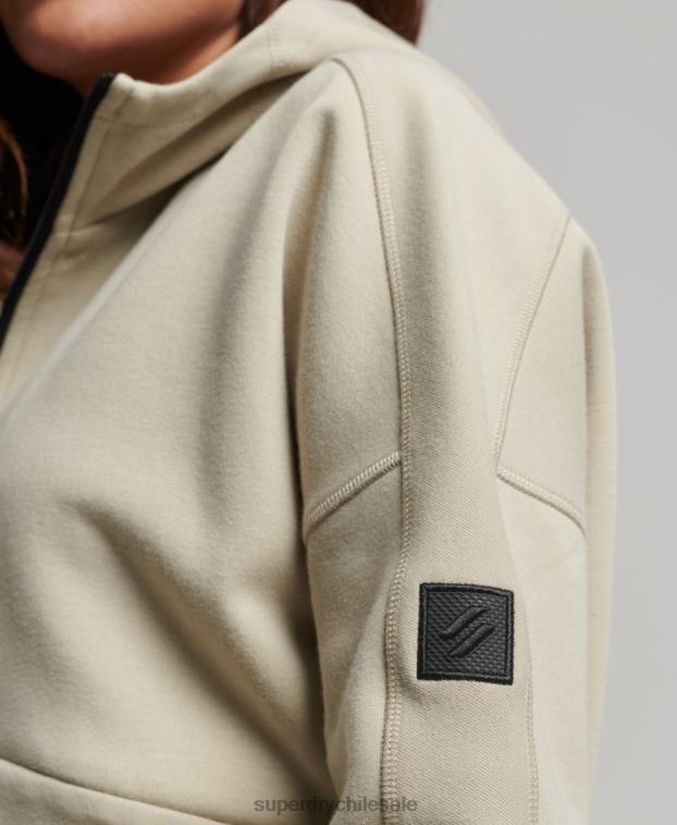 mujer Superdry beige sudadera con cremallera code tech 2R68Z3267