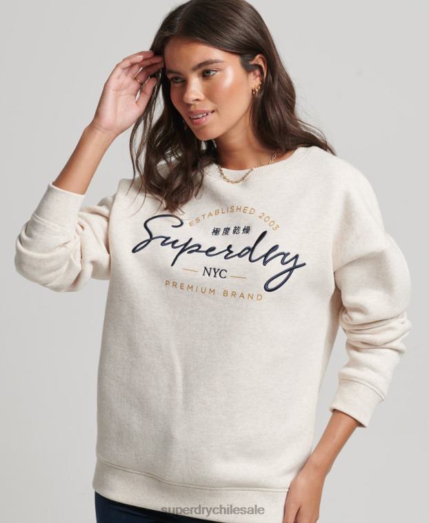 mujer Superdry beige sudadera con cuello redondo 2R68Z3499