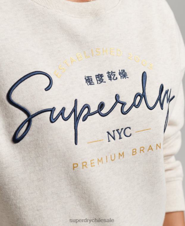 mujer Superdry beige sudadera con cuello redondo 2R68Z3499