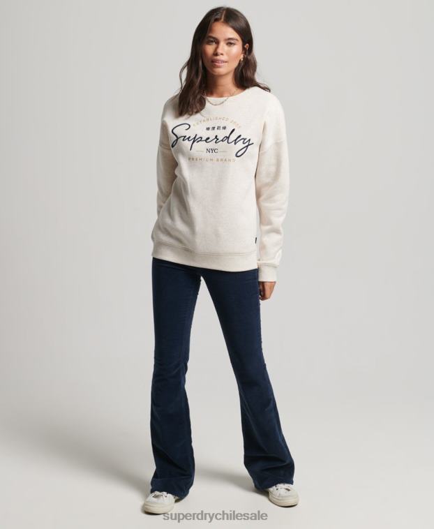 mujer Superdry beige sudadera con cuello redondo 2R68Z3499