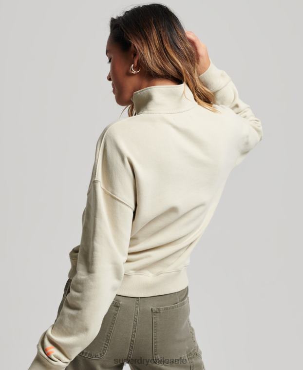 mujer Superdry beige sudadera core sport con media cremallera 2R68Z3327