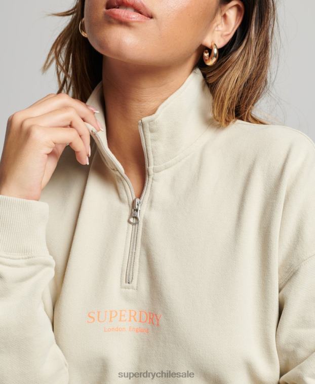 mujer Superdry beige sudadera core sport con media cremallera 2R68Z3327