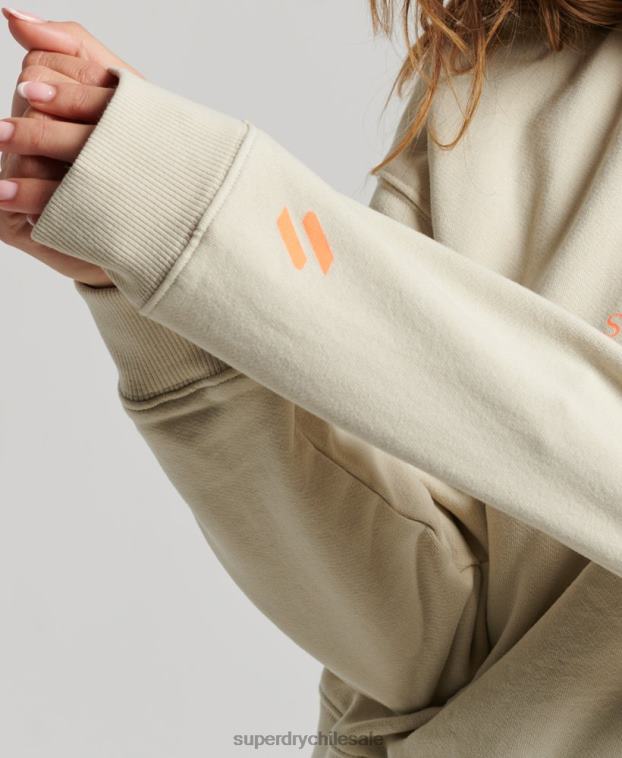 mujer Superdry beige sudadera core sport con media cremallera 2R68Z3327
