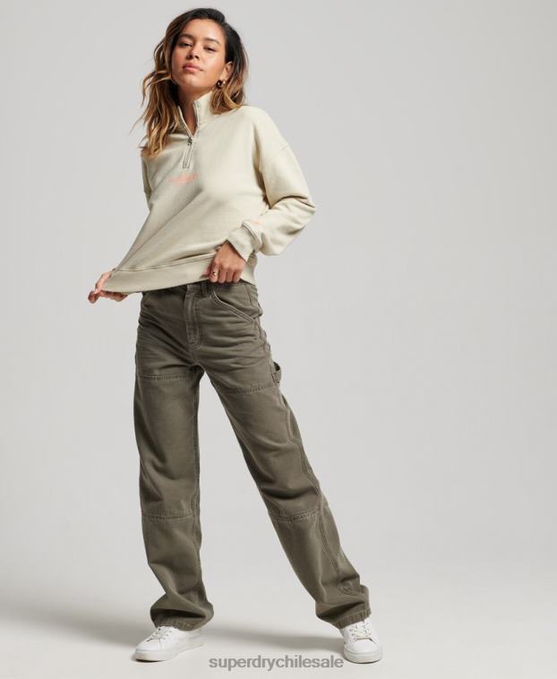 mujer Superdry beige sudadera core sport con media cremallera 2R68Z3327