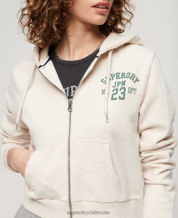 mujer Superdry beige sudadera corta atlética esencial con cremallera 2R68Z2027