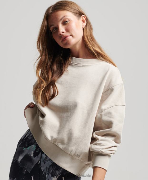 mujer Superdry beige sudadera de algodón orgánico flexible con cuello redondo 2R68Z5924