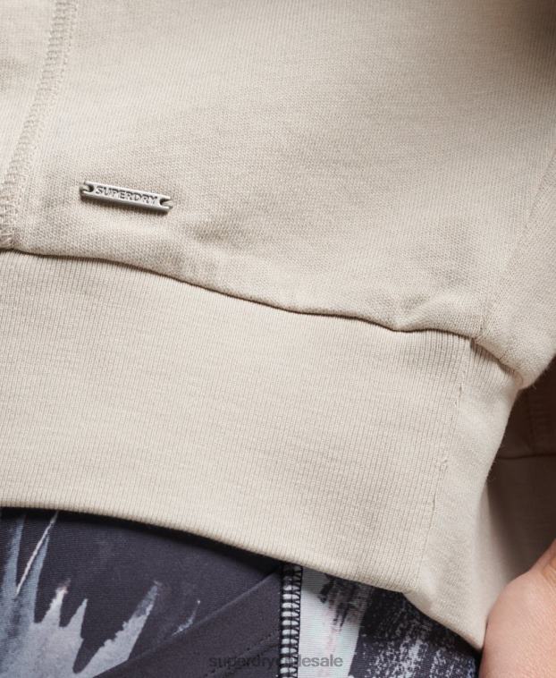 mujer Superdry beige sudadera de algodón orgánico flexible con cuello redondo 2R68Z5924