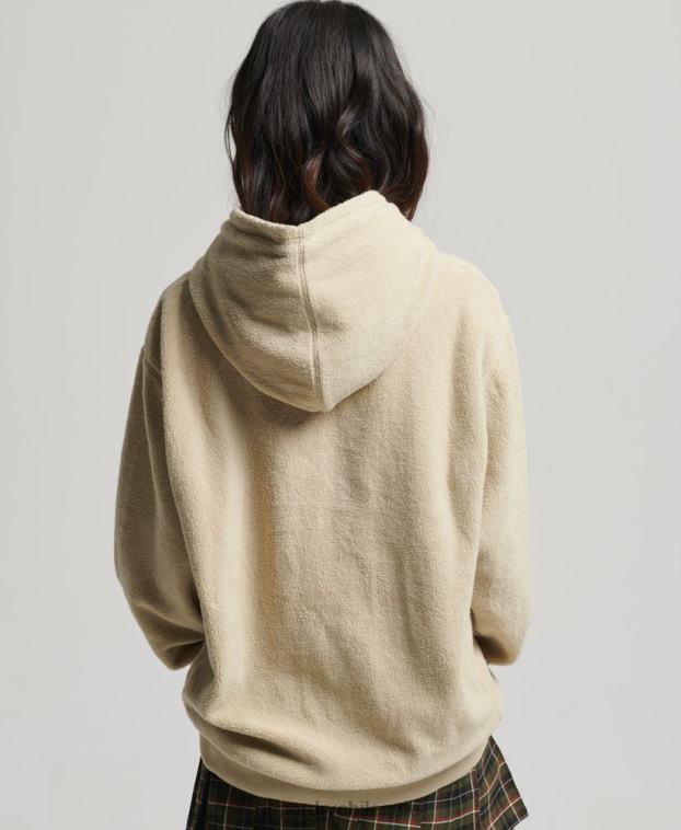 mujer Superdry beige sudadera oversize de polar con gráfico 2R68Z5872