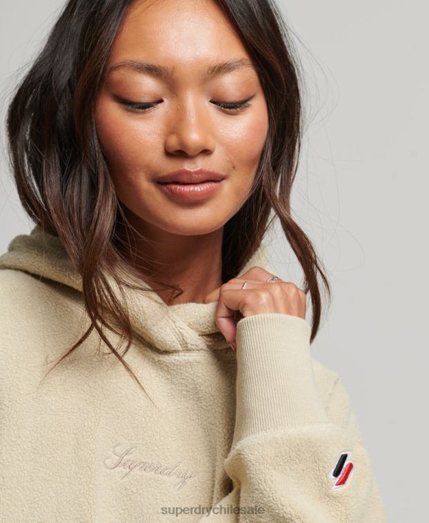 mujer Superdry beige sudadera oversize de polar con gráfico 2R68Z5872