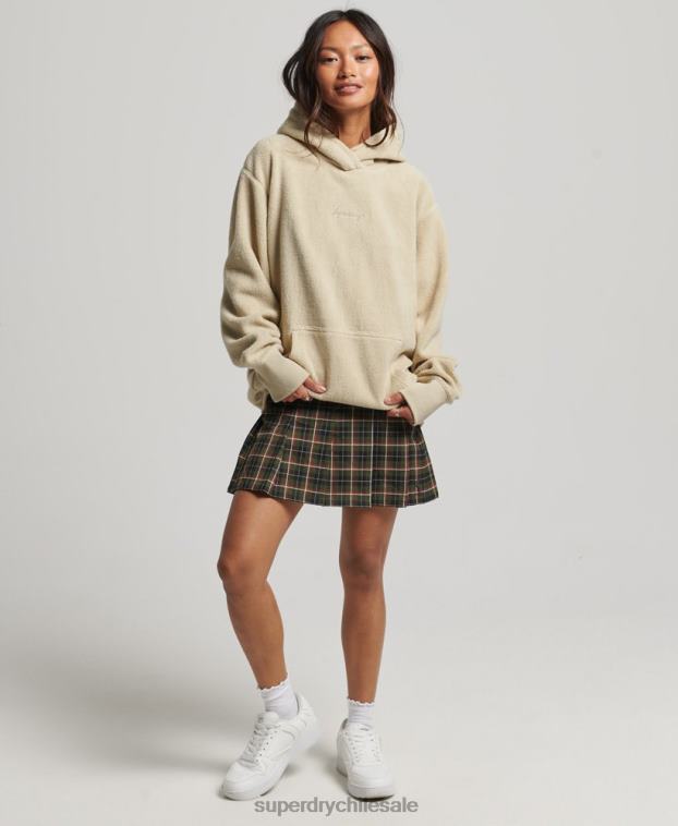 mujer Superdry beige sudadera oversize de polar con gráfico 2R68Z5872
