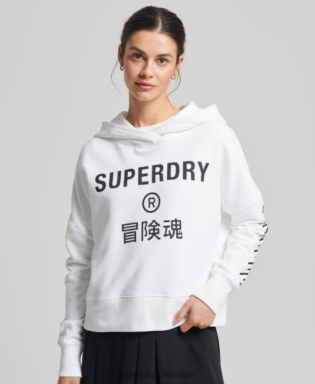 mujer Superdry blanco sudadera con capucha Code Core Sport Crop Box 2R68Z5913