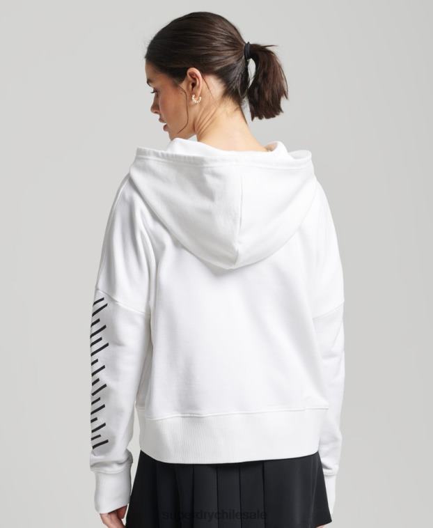 mujer Superdry blanco sudadera con capucha Code Core Sport Crop Box 2R68Z5913