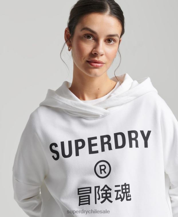 mujer Superdry blanco sudadera con capucha Code Core Sport Crop Box 2R68Z5913