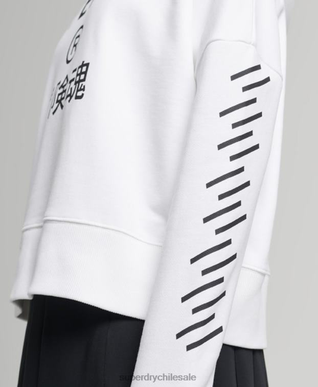 mujer Superdry blanco sudadera con capucha Code Core Sport Crop Box 2R68Z5913