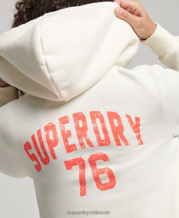 mujer Superdry blanco sudadera con capucha atlética vintage 2R68Z2251