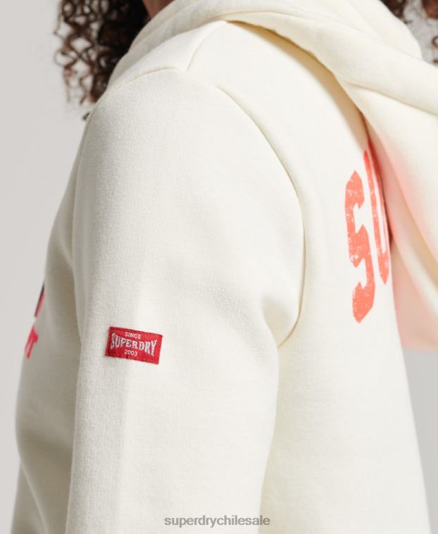 mujer Superdry blanco sudadera con capucha atlética vintage 2R68Z2251