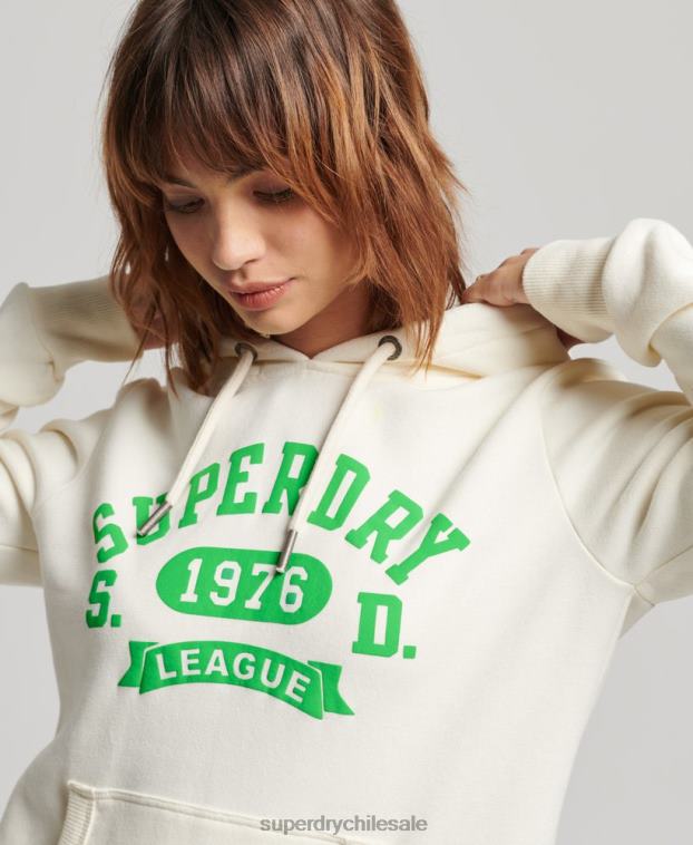 mujer Superdry blanco sudadera con capucha atlética vintage 2R68Z3294