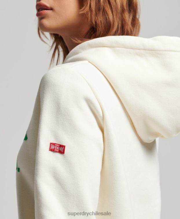 mujer Superdry blanco sudadera con capucha atlética vintage 2R68Z3294