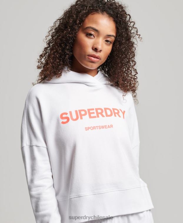 mujer Superdry blanco sudadera con capucha core sport 2R68Z3359