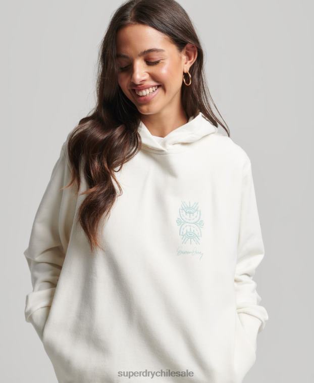 mujer Superdry blanco sudadera con capucha folk nómada 2R68Z3410