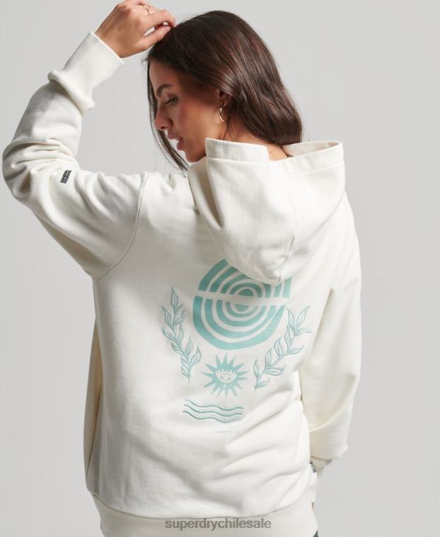 mujer Superdry blanco sudadera con capucha folk nómada 2R68Z3410