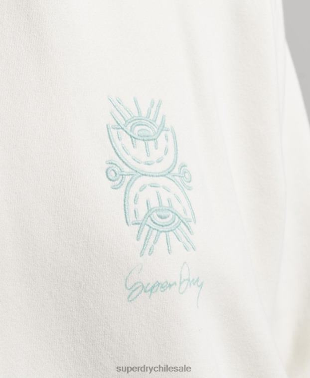 mujer Superdry blanco sudadera con capucha folk nómada 2R68Z3410
