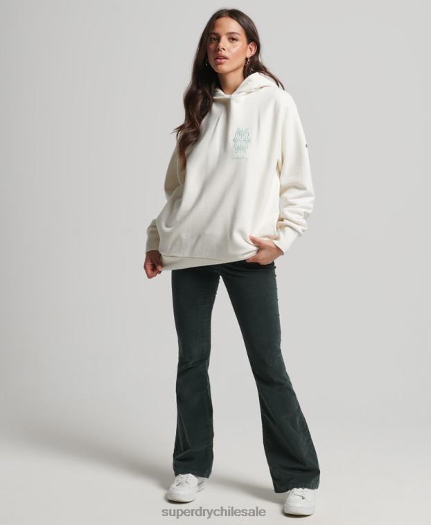 mujer Superdry blanco sudadera con capucha folk nómada 2R68Z3410
