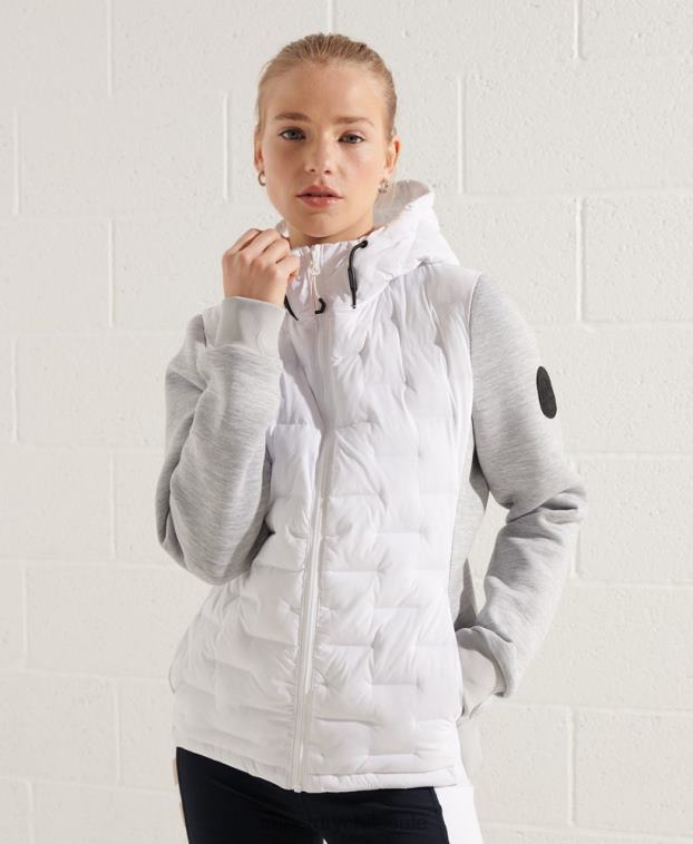 mujer Superdry blanco sudadera con capucha híbrida tormenta sónica 2R68Z5951