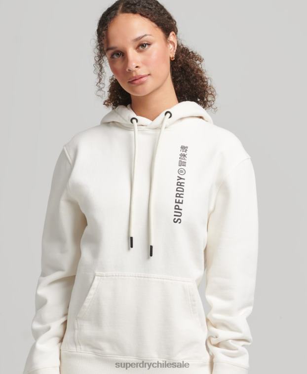 mujer Superdry blanco sudadera con capucha holgada code linear 2R68Z5904