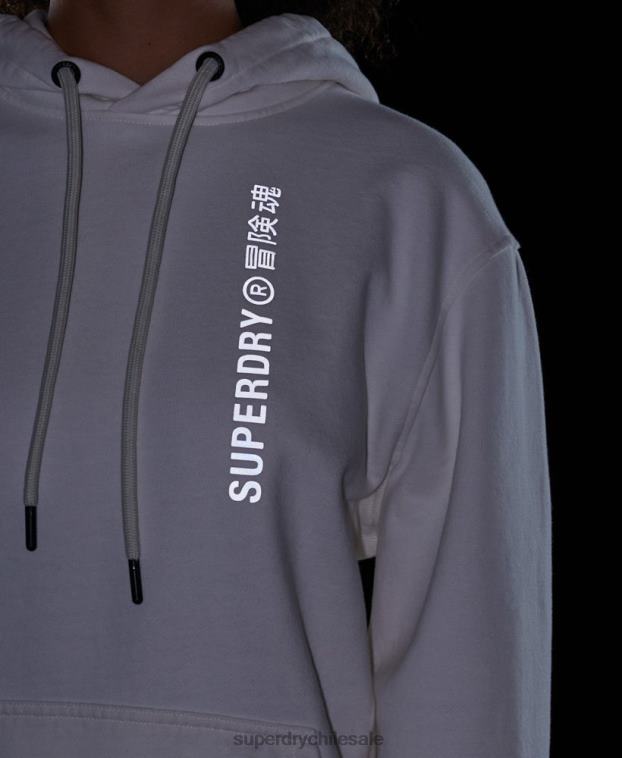 mujer Superdry blanco sudadera con capucha holgada code linear 2R68Z5904