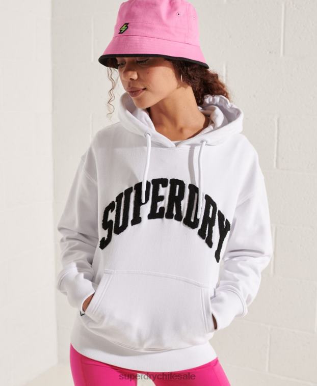 mujer Superdry blanco sudadera con capucha mono arco Varsity 2R68Z5979
