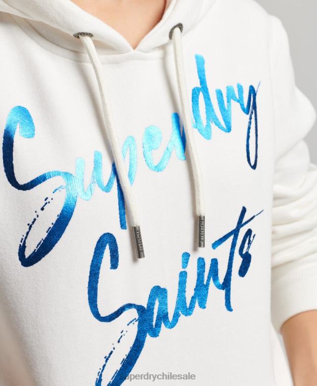 mujer Superdry blanco sudadera con capucha y detalles 2R68Z2210