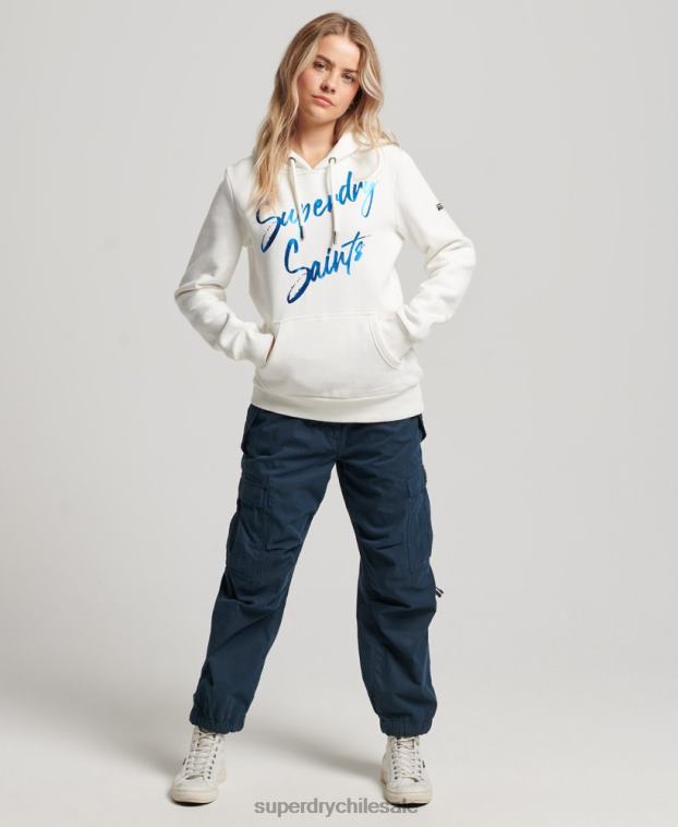 mujer Superdry blanco sudadera con capucha y detalles 2R68Z2210