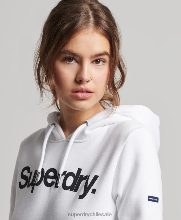 mujer Superdry blanco sudadera con capucha y logo 2R68Z3466