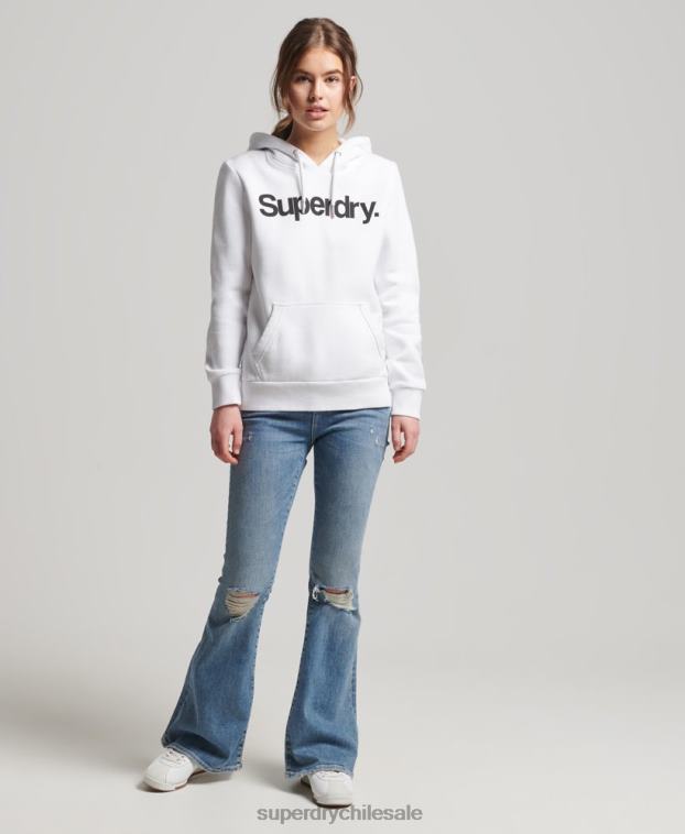 mujer Superdry blanco sudadera con capucha y logo 2R68Z3466