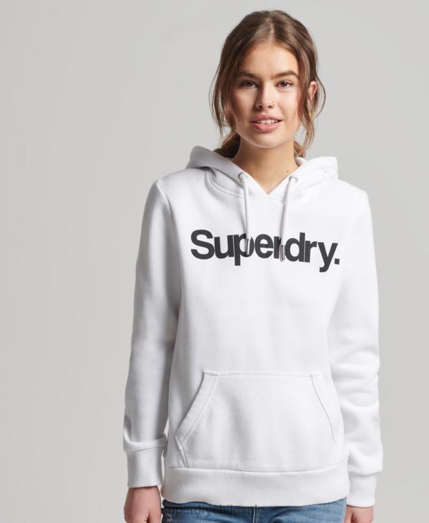 mujer Superdry blanco sudadera con capucha y logo 2R68Z3466