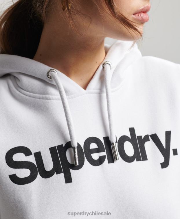 mujer Superdry blanco sudadera con capucha y logo 2R68Z3466