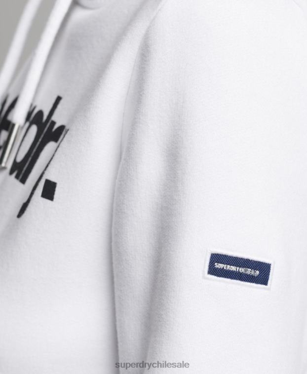 mujer Superdry blanco sudadera con capucha y logo 2R68Z3466