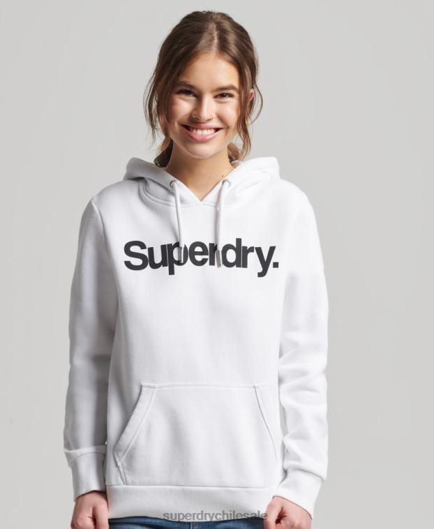 mujer Superdry blanco sudadera con capucha y logo 2R68Z3484