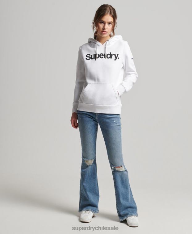 mujer Superdry blanco sudadera con capucha y logo 2R68Z3484