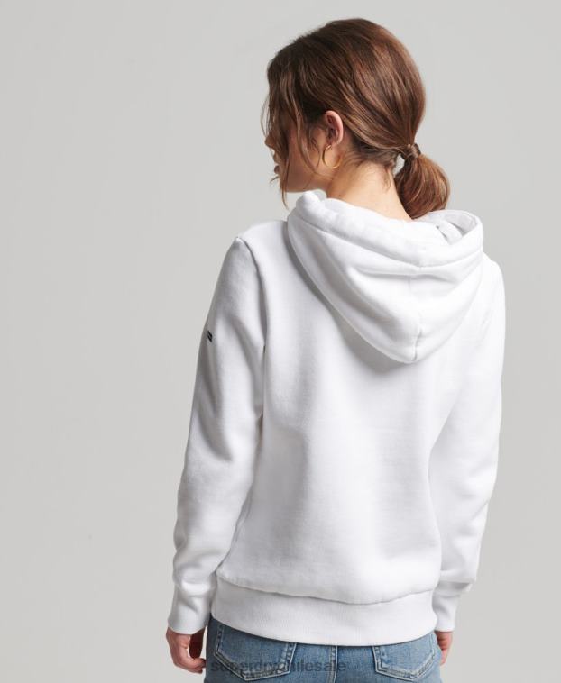 mujer Superdry blanco sudadera con capucha y logo 2R68Z3484